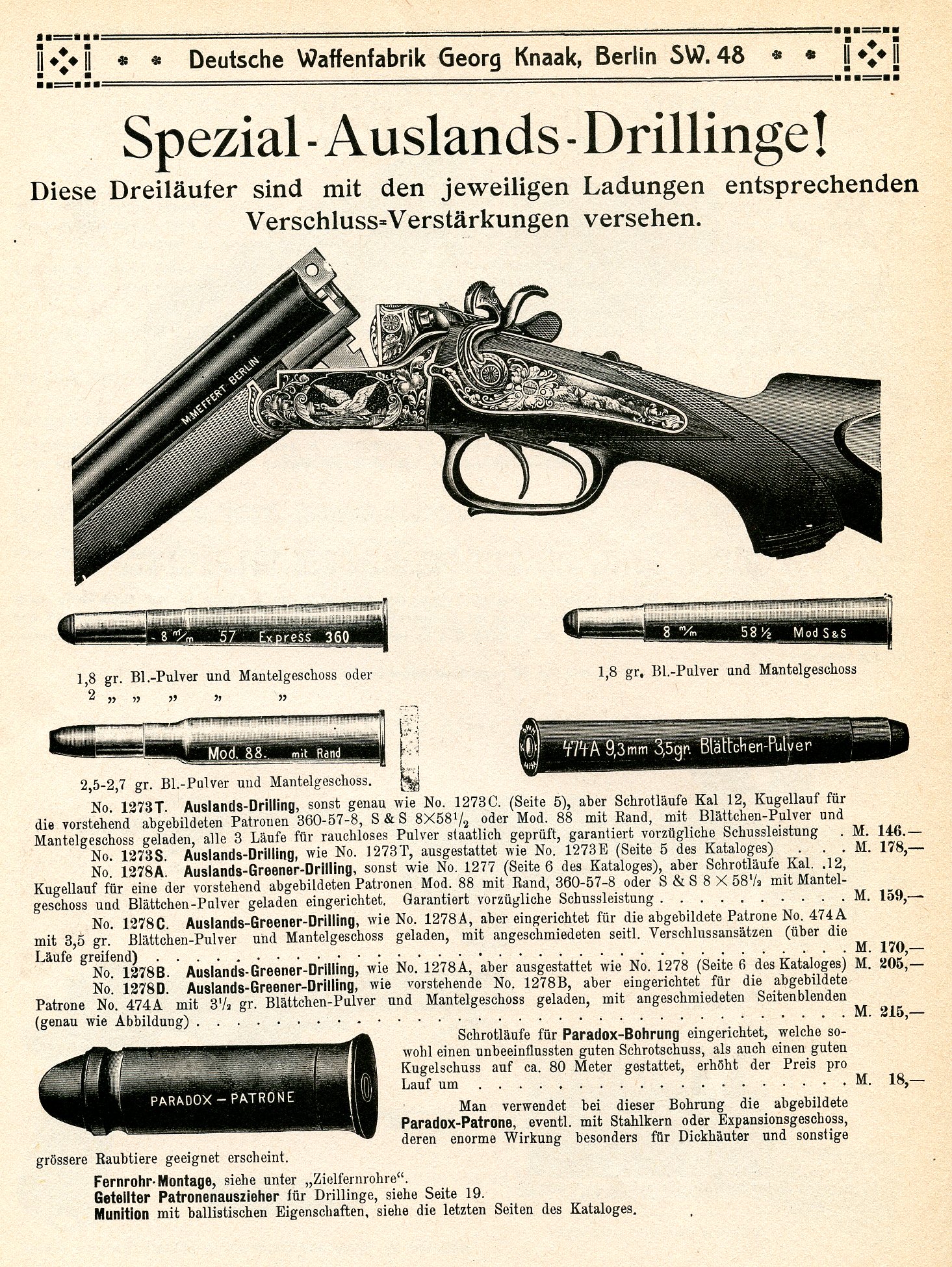 Georg Knaak 1910 Gun Catalog Deutsche Waffenfabrik 